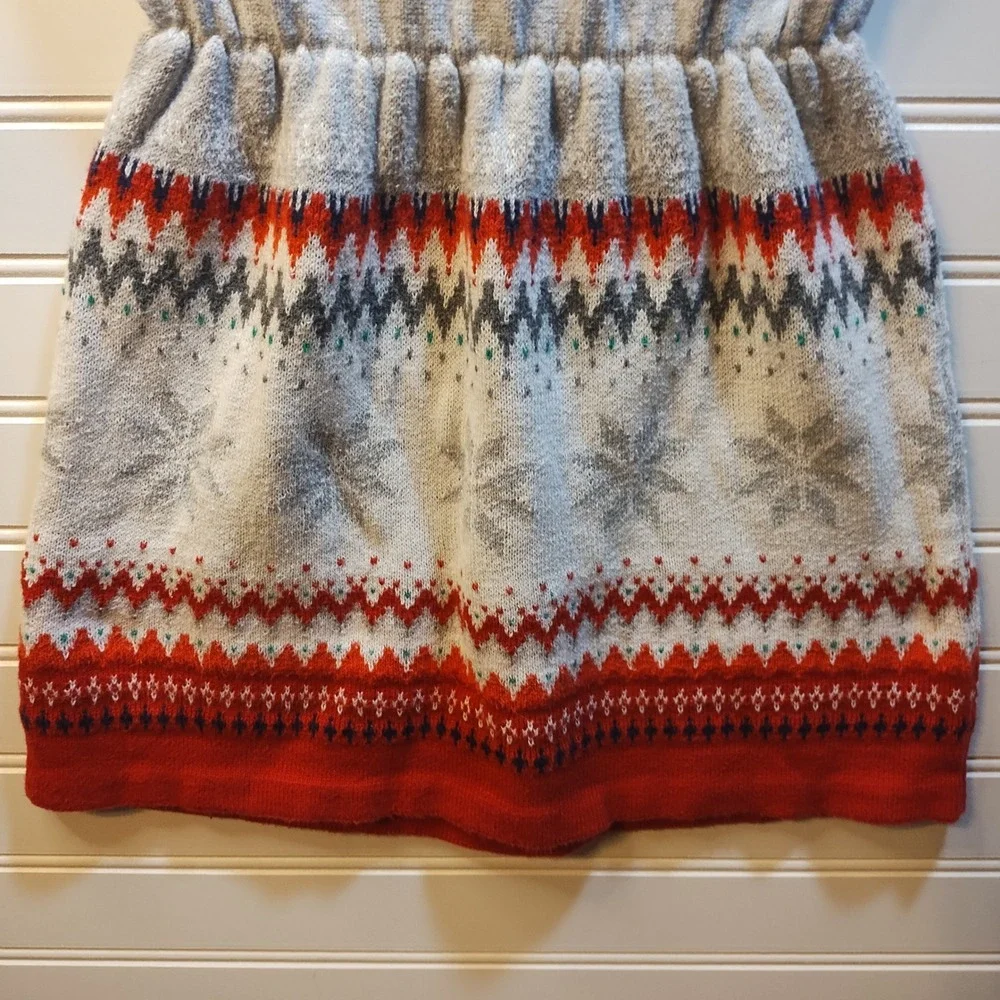 Gymboree Girls 3T Sweater Dress Knit Snowflake Fair Isle Holiday Winter Gray Red